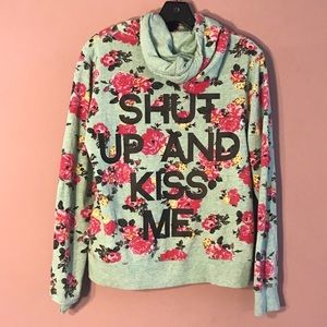 Pacsun shut up and kiss me floral rose pull over